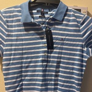 Tommy Hilfiger Kids Polo in Blue and White Stripes